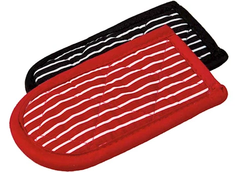 LODGE STRIPED FABRIC HOT HANDLE HOLDER (2-PACK) FOR LODGE TRADITIONAL-STYLE HANDLES – RED/BLACK