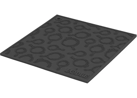LODGE 7 INCH SQUARE SILICONE TRIVET WITH SKILLET PATTERN – BLACK