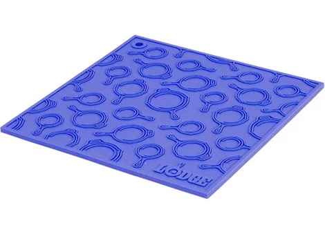 LODGE 7 INCH SQUARE SILICONE TRIVET WITH SKILLET PATTERN – BLUE