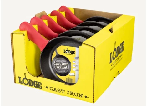 Lodge Pack of 5 8in skillet with silicone handle holder in tray pack display Main Image