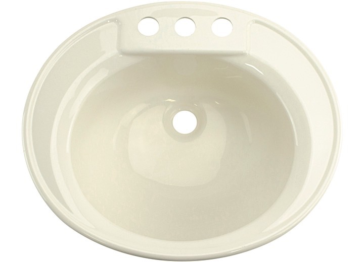 14IN X 17IN OVAL LAVATORY SINK; 3 FAUCET HOLES - PARCHMENT