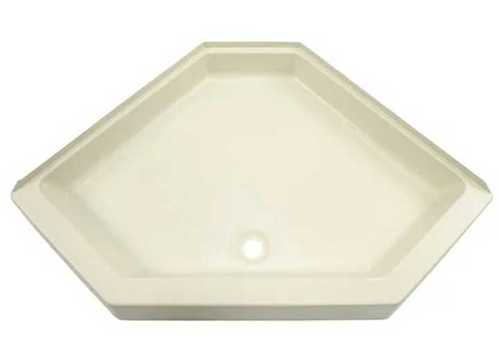 34IN X 34IN NEO ANGLE SHOWER PAN; CENTER DRAIN; 5IN APRON - PARCHMENT