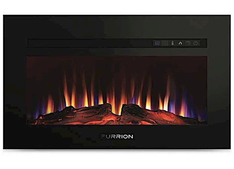 Lippert 30in flat build-in fireplace w/wood flame, 1500w blk Main Image