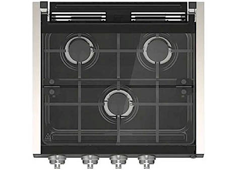 Lippert Range cooktop, match w/17in & 21in range oven, blk w/led knobs (painted slvr) + wired grill + glass Main Image