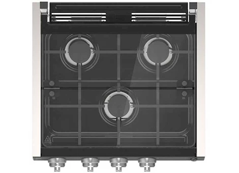 RANGE COOKTOP, MATCH W/17IN & 21IN RANGE OVEN, SS W/LED KNOBS (PAINTED SLVR) + WIRED GRILL + GLASS