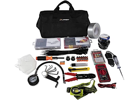 LIPPERT RV TOOLKIT; 15 TOOLS AND ASSORTED PARTS FOR QUICK-FIX JOBS; INCLUDES A TOOL BAG