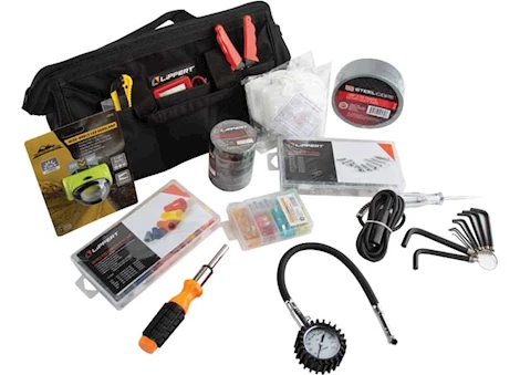 LIPPERT RV TOOLKIT; 15 tools and assorted parts for quick-fix jobs; includes a tool bag