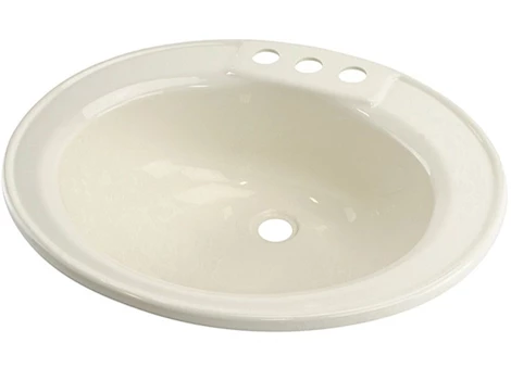17IN X 20IN OVAL LAVATORY SINK; 3 FAUCET HOLES - PARCHMENT