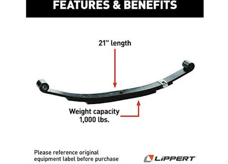 Lippert 3-LEAF, DOUBLE EYE SPRING, 1000LB, 21IN, 20.375IN, 2.12IN, 72-17