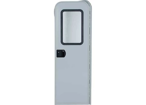 Lippert RV Entry Door - Radius, Right Hand Orientation, 26"W x 72"H, Polar White w/Black Window Frame