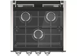 Lippert Range cooktop, match w/17in & 21in range oven, ss w/led knobs (painted slvr) + wired grill + glass