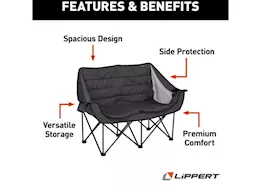 Lippert campfire folding loveseat, dark grey