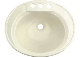 Lippert 14in x 17in oval lavatory sink, 3 faucet holes white