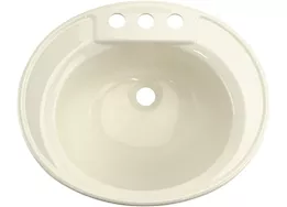 Lippert 14in x 17in oval lavatory sink; 3 faucet holes - parchment