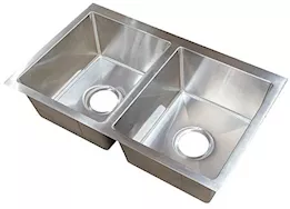 Lippert 27x16x7 double bowl level break sink; r10 corners; stainless steel 304