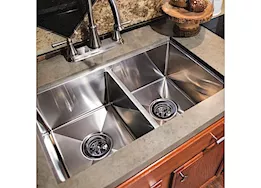 Lippert 27x16x7 double bowl level break sink; r10 corners; stainless steel 304