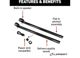 Lippert Power hardware, speaker head, flat (69in arms) black (tt)