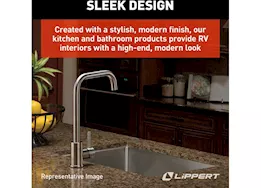 Lippert Stainless steel square gooseneck faucet; single hole (retail box)