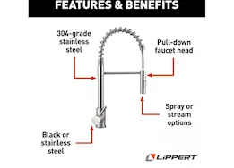 Lippert Stainless steel spring faucet (retail box)