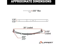 Lippert 4-leaf, double eye spring, 2200lb, 26in, 25.25in, 2in, 72-78