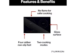 Lippert Furrion cooktop furrion 2-burner rv induction cooktop - 21 in black glass