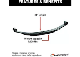 Lippert 3-leaf, double eye spring, 1000lb, 21in, 20.375in, 2.12in, 72-17