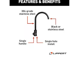 Lippert Curved gooseneck faucet - black matte (retail box)