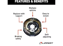 Lippert 12ftft x 2ftft lh forward self-adjusting brakes, 5-bolt: 4000-7000lbs axle (raw)