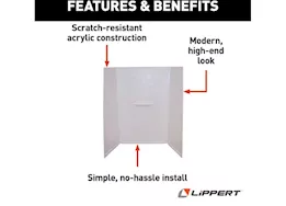 Lippert Bath/Shower Surround - 24"D x 36"W x 62"H, White, Picture Frame