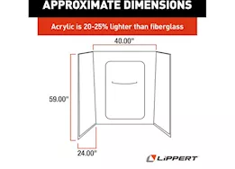 Lippert Shower Surround - 24"D x 40"W x 59"H, White, Picture Frame