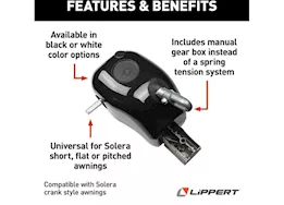 Lippert Manual crank style awning drive head assembly, black