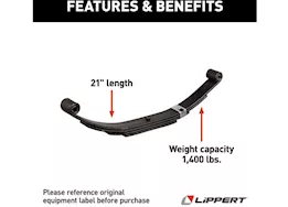 Lippert 4-leaf, double eye spring, 1400lb, 21in, 20.5in, 2.38in, 72-13