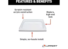 Lippert 24in x 40in shower pan; left drain - white