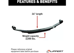 Lippert 4-leaf, double eye spring, 2500lb, 24in, 23.125in, 2.5in, 72-20