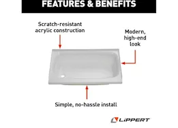 Lippert 24in x 36in bathtub; left drain - white