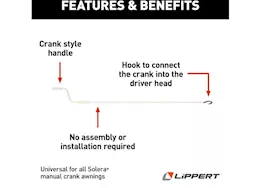 Lippert Manual crank style awning hook and crank rod, white