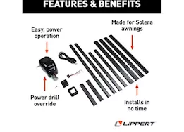 Lippert Manual crank style to power awning conversion kit, black
