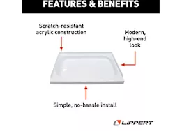 Lippert 24in x 32in shower pan; left drain - white