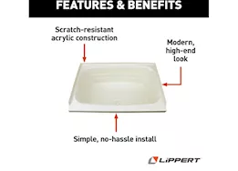 Lippert 24in x 38in bathtub; center drain - white