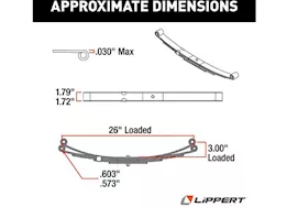 Lippert 3-leaf, double eye spring, 2000lb, 26in, 25.25in, 1.75in, 72-24