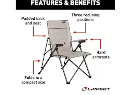 Lippert Hard arm padded 3-position quad chair - sand