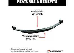 Lippert 3-leaf, double eye spring, 2000lb, 26in, 25.25in, 1.75in, 72-24