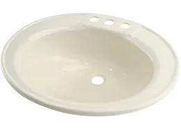 Lippert 17in x 20in oval lavatory sink; 3 faucet holes - parchment