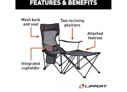 Lippert Campfire 2 position padded recliner with ottoman, dark grey