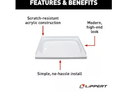 Lippert 24in x 36in shower pan; left drain - white