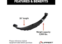 Lippert 6-leaf, double eye spring, 3500lb, 26in, 24.875in, 1.75in, 72-98