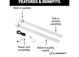 Lippert Power hardware, speaker head, flat (69in arms) white (tt)