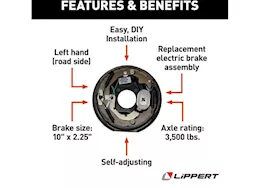 Lippert 10ftft x 2.25ft lh forward self-adjusting brakes, 4-bolt: 3500lbs axle (raw)