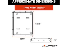 Lippert Standard duty (130 lbs.) battery tray (15-3/8in x 13in x 2-1/2in)