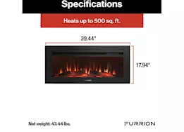 Lippert 40in built-in electrical fireplace w/wood flame effect
